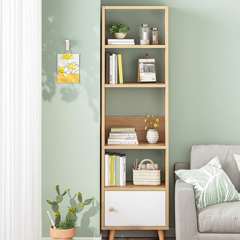 Engineered Wood Standard Bookshelf Matte Finish Shelf Bookcase with Doors 19.7"L x 9.4"W x 70.9"H Natural Clearhalo 'Bookcases' 'furn' 'furn_bookcases' 'Furniture' 'Office Furniture' 5902466