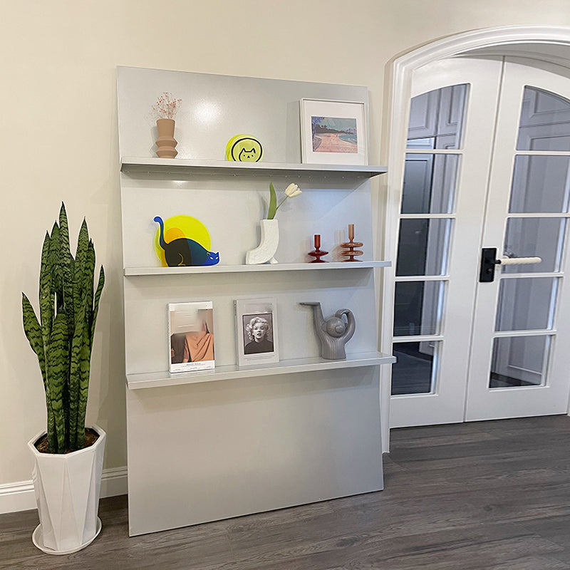 3 estanterías de estantería de metal en estantería incluye estantería en blanco y plata