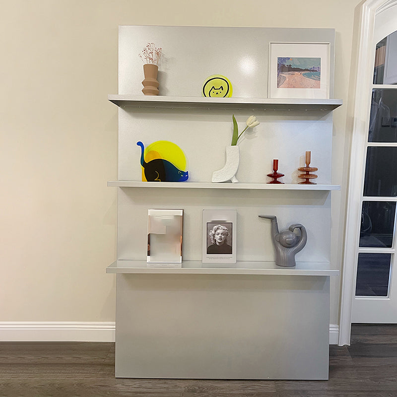 3 estanterías de estantería de metal en estantería incluye estantería en blanco y plata