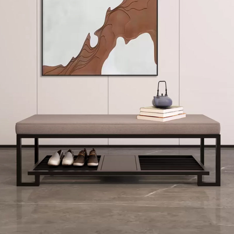 Modern Solid Color Bench Upholstered Entryway Bench with Storage Faux Leather Gray Clearhalo 'Benches' 'Chairs & Seating' 'furn' 'furn_benches' 'Furniture' 'Living Room Furniture' 5902564