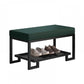 Modern Solid Color Bench Upholstered Entryway Bench with Storage 24"L x 13"W x 15"H Faux Leather Dark Green Clearhalo 'Benches' 'Chairs & Seating' 'furn' 'furn_benches' 'Furniture' 'Living Room Furniture' 5902569
