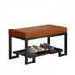 Modern Solid Color Bench Upholstered Entryway Bench with Storage 24"L x 13"W x 15"H Genuine Leather Orange Clearhalo 'Benches' 'Chairs & Seating' 'furn' 'furn_benches' 'Furniture' 'Living Room Furniture' 5902573