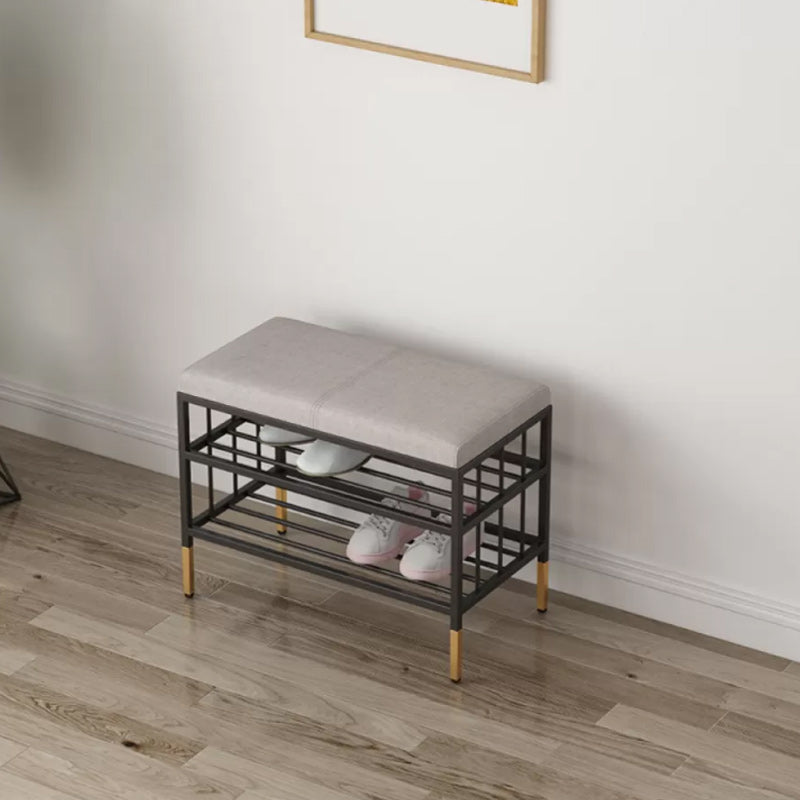 12.6"W Upholstered with Storage Bench Solid Color Bench with Legs 24"L x 13"W x 18.5"H Cotton Gray Clearhalo 'Benches' 'Chairs & Seating' 'furn' 'furn_benches' 'Furniture' 'Living Room Furniture' 5902623