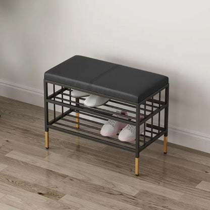 12.6"W Upholstered with Storage Bench Solid Color Bench with Legs 24"L x 13"W x 18.5"H Faux Leather Black Clearhalo 'Benches' 'Chairs & Seating' 'furn' 'furn_benches' 'Furniture' 'Living Room Furniture' 5902624