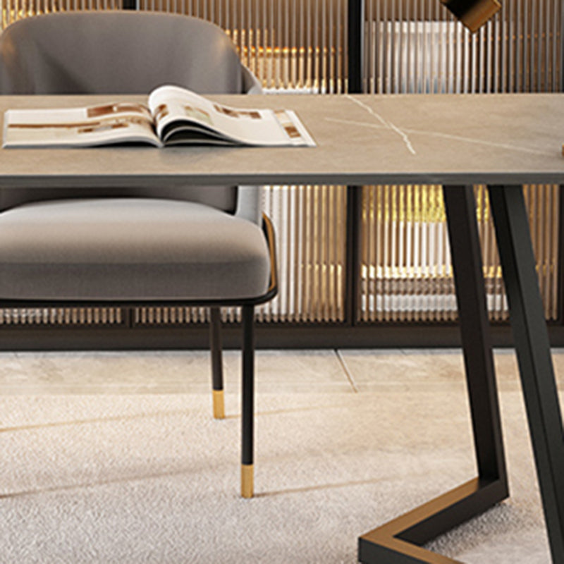 Scrivania rettangolare grigia/bianca scrivania da letto da letto con gambe metalliche