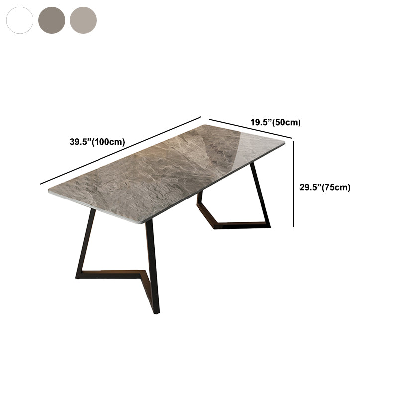 Scrivania rettangolare grigia/bianca scrivania da letto da letto con gambe metalliche