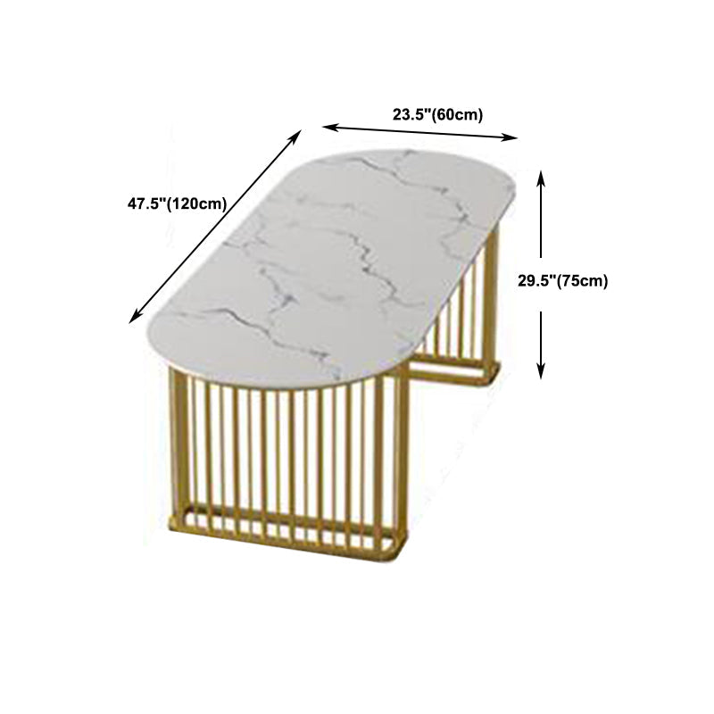 Glam Marble Writing Desk Sled Base Type Office Desk With Metal Legs Clearhalo 'furn' 'furn_office_desk' 'Furniture' 'Office Desks' 'Office Furniture' 'office_desk' 5902811