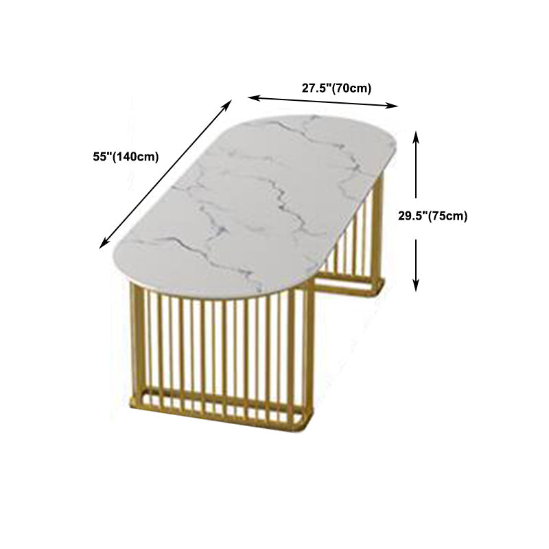 Glam Marble Writing Desk Sled Base Type Office Desk With Metal Legs Clearhalo 'furn' 'furn_office_desk' 'Furniture' 'Office Desks' 'Office Furniture' 'office_desk' 5902812