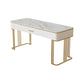 White and Gold Office Desk Glam Sled Writing Desk with Drawer Clearhalo 'furn' 'furn_office_desk' 'Furniture' 'Office Desks' 'Office Furniture' 'office_desk' 5902868