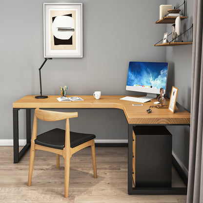Industrial Solid Wood L-Shape Writing Desk Meeting Desk for Office 47.2"L x 31.5"W x 29.5"H Right Hand Return Clearhalo 'furn' 'furn_office_desk' 'Furniture' 'Office Desks' 'Office Furniture' 'office_desk' 5903025