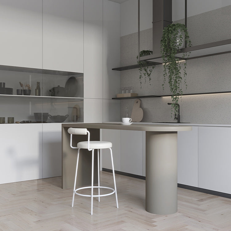 Tavolo da bar in stile moderno da bar in legno massiccio con doppio piedistallo