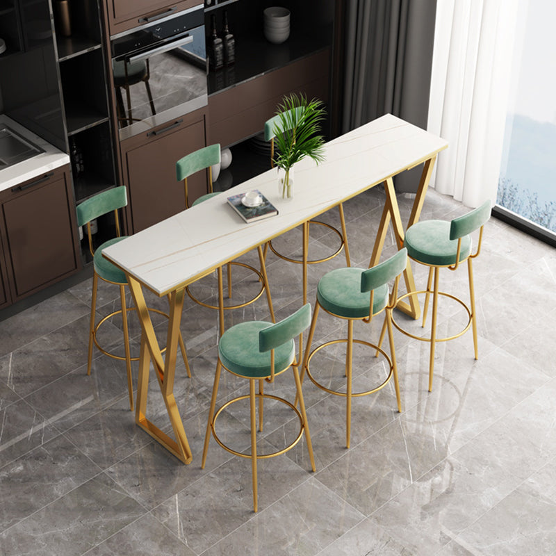 Tavolo da bar in pietra in stile glam a doppio piedistallo tavolo da pranzo per interno