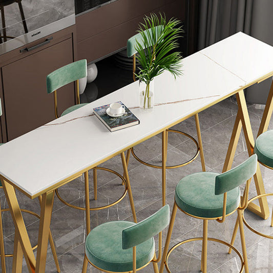 Tavolo da bar in pietra in stile glam a doppio piedistallo tavolo da pranzo per interno