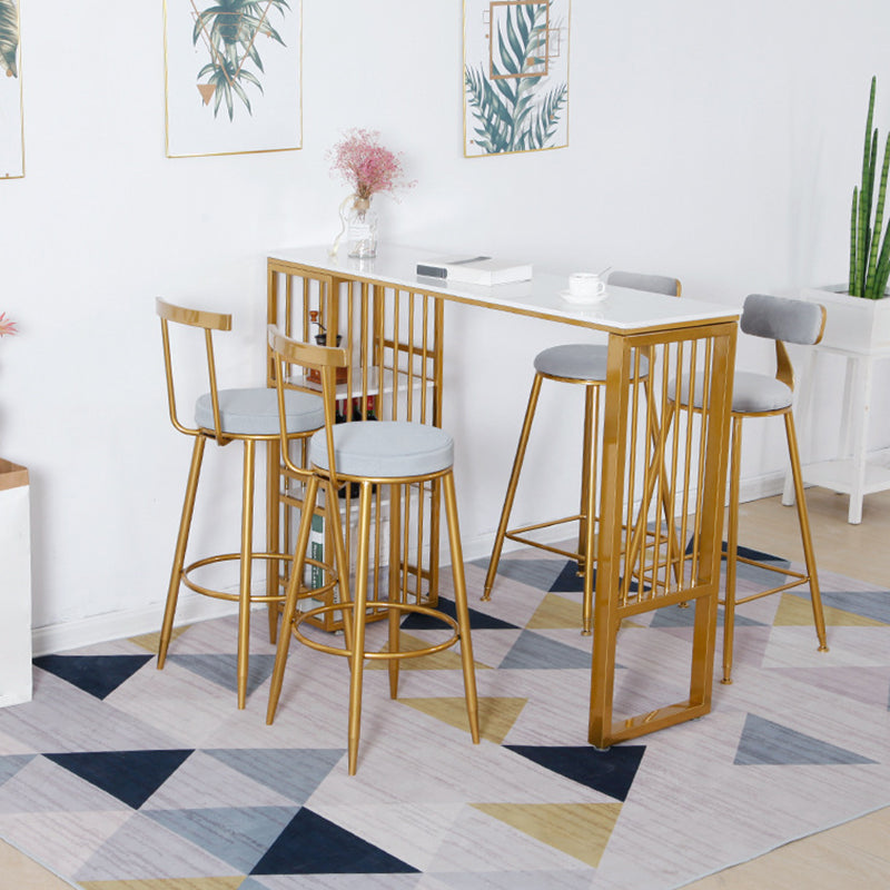 Bar Height Pub Table Glam Style Rectangle Bar Table with Stone Top 63"L x 15.7"W x 41.3"H Without Chairs Clearhalo 'Bar Furniture' 'Bar Tables' 'bar_tables' 'furn' 'furn_bar_tables' 'Furniture' 'Kitchen & Dining Furniture' 5903162