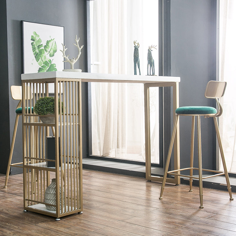 Tavolo da bar rettangolo di rettangolo in stile glam tavolo da pranzo in legno massiccio