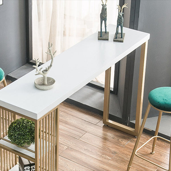 Tavolo da bar rettangolo di rettangolo in stile glam tavolo da pranzo in legno massiccio