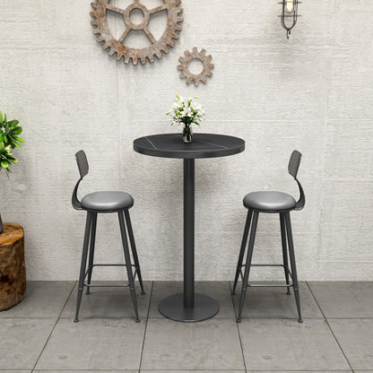 Black Sintered Stone Bar Table Dining Table for Kitchen Living Room Coffee Room 23.6"L x 23.6"W x 41.3"H Without Chairs Clearhalo 'Bar Furniture' 'Bar Tables' 'bar_tables' 'furn' 'furn_bar_tables' 'Furniture' 'Kitchen & Dining Furniture' 5903188
