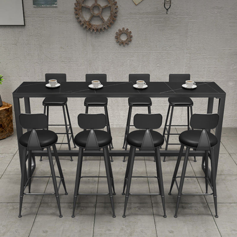 Black Sintered Stone Bar Table Dining Table for Kitchen Living Room Coffee Room 70.9"L x 15.7"W x 41.3"H Without Chairs Clearhalo 'Bar Furniture' 'Bar Tables' 'bar_tables' 'furn' 'furn_bar_tables' 'Furniture' 'Kitchen & Dining Furniture' 5903189