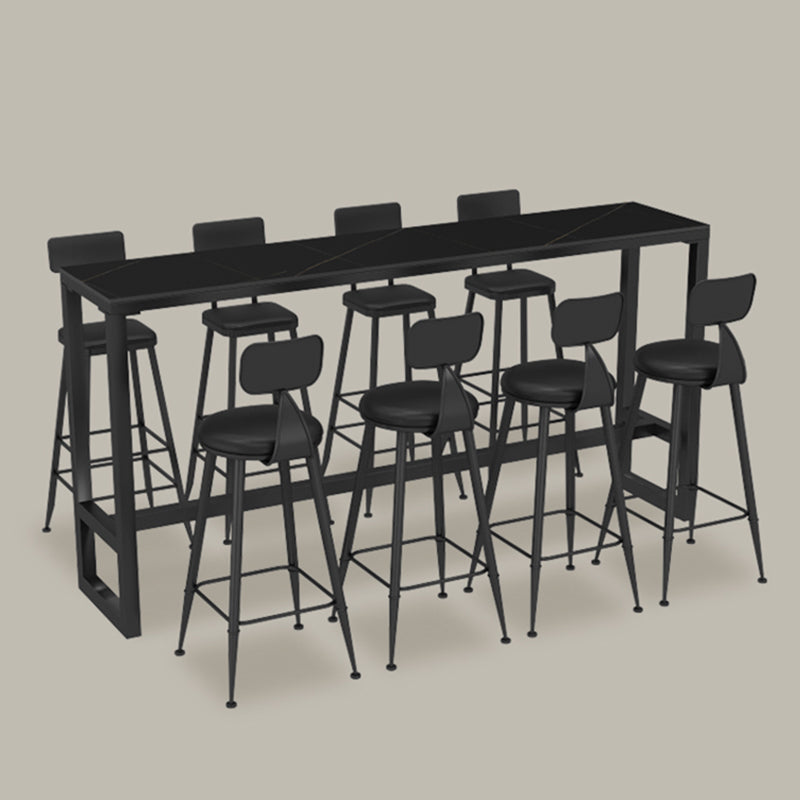 Black Sintered Stone Bar Table Dining Table for Kitchen Living Room Coffee Room 63"L x 15.7"W x 41.3"H Without Chairs Clearhalo 'Bar Furniture' 'Bar Tables' 'bar_tables' 'furn' 'furn_bar_tables' 'Furniture' 'Kitchen & Dining Furniture' 5903190