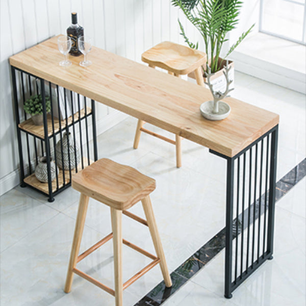 Mesa de bar rectangular estilo Glam, mesa de comedor de madera maciza de pino con almacenamiento