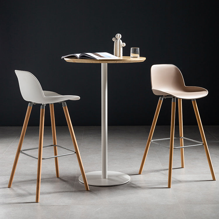 41.3"H Modern Pub Table Solid Wood Bar Height Round Bar Table White Natural Without Chairs Clearhalo 'Bar Furniture' 'Bar Tables' 'bar_tables' 'furn' 'furn_bar_tables' 'Furniture' 'Kitchen & Dining Furniture' 5903281