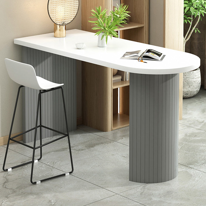 Tavolo da barre di altezza da bar bianca moderna con doppio piedistallo