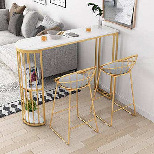 Tavolo da bar in pietra sinterizzato tavolo da bar di base in oro e metallo per soggiorno da cucina