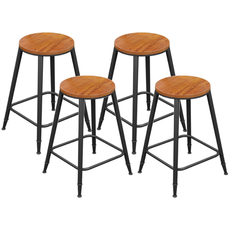 Tabouret de bar industriel en métal sans arme-arme chaise de bar rond en bois avec repose-pied