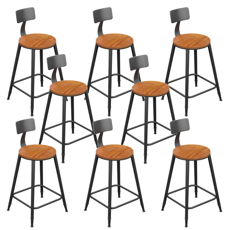 Tabouret de bar industriel en métal sans arme-arme chaise de bar rond en bois avec repose-pied