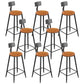 Industrial Metal Armless Bar Stool Wooden Round Bar Chair with Footrest