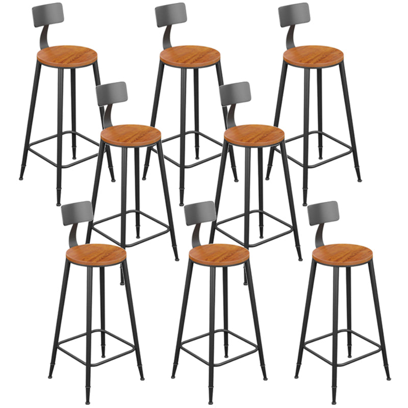 Tabouret de bar industriel en métal sans arme-arme chaise de bar rond en bois avec repose-pied