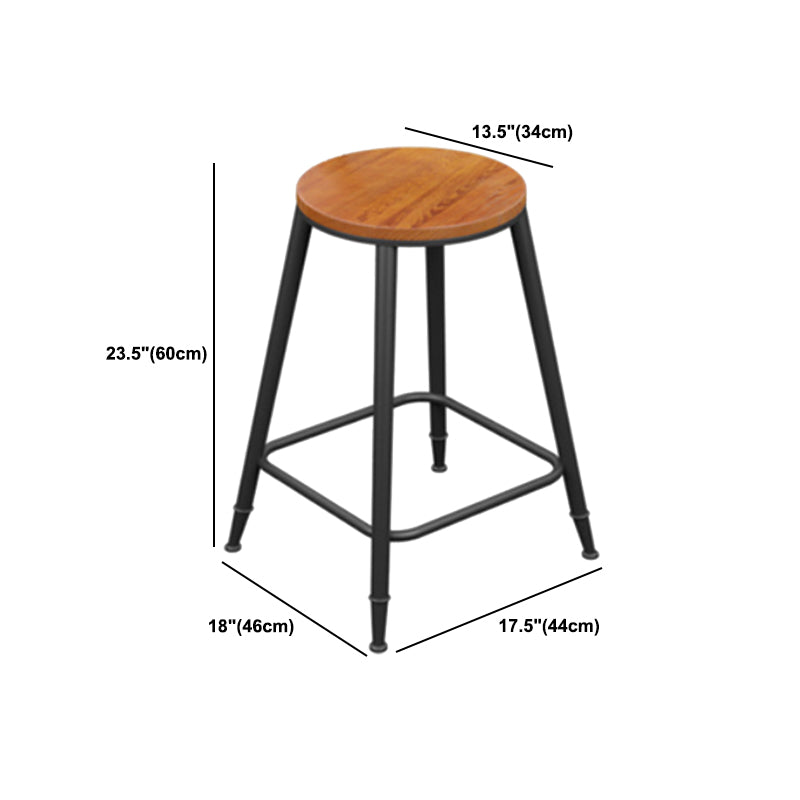 Tabouret de bar industriel en métal sans arme-arme chaise de bar rond en bois avec repose-pied