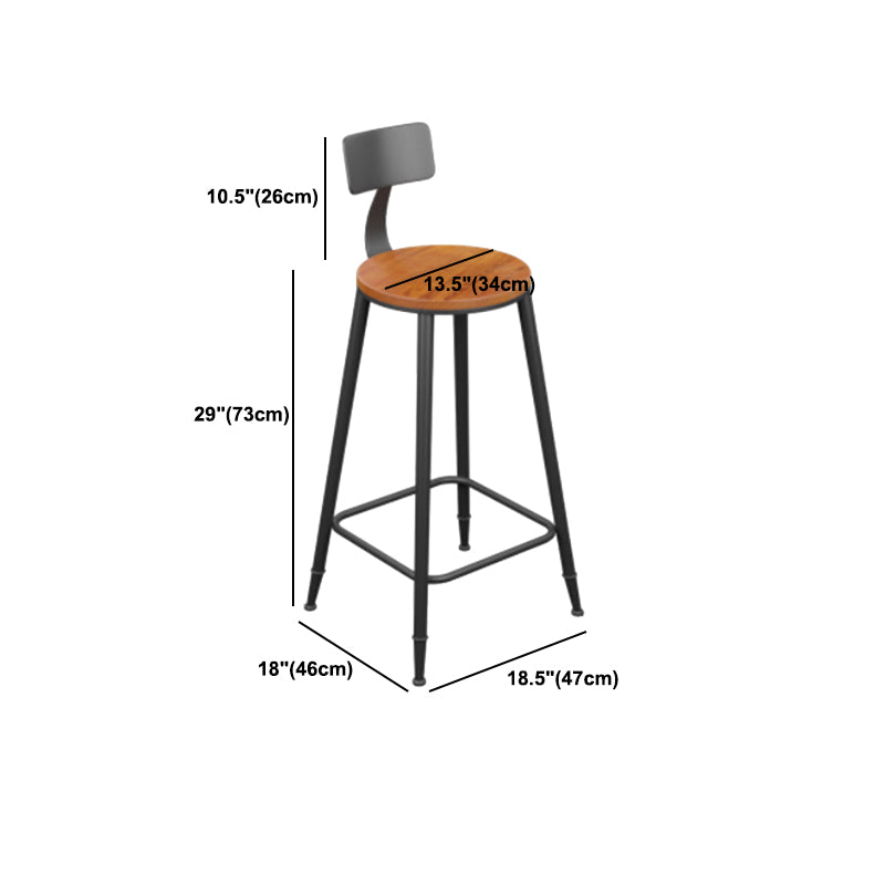Industrial Metal Armless Bar Stool Wooden Round Bar Chair with Footrest