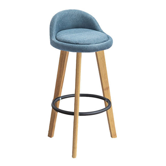 Low Back Armless Counter Stool Modern Bucket Seat Bar Chair with Footrest Blue-Black 1 Piece