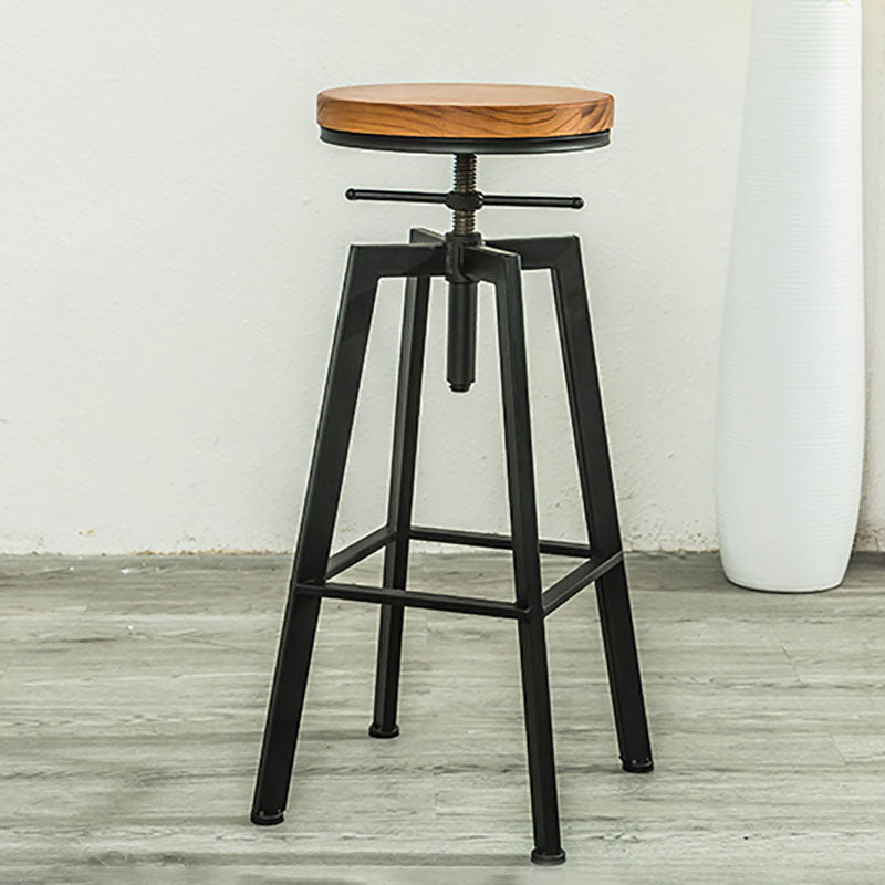 Armless Rotatable Bar Chair Modern Round Seat Bar Stool with Metal Footrest Clearhalo 'Bar Furniture' 'Bar Stools' 'bar_stools' 'furn' 'furn_bar_stools' 'Furniture' 'Kitchen & Dining Furniture' 5904123