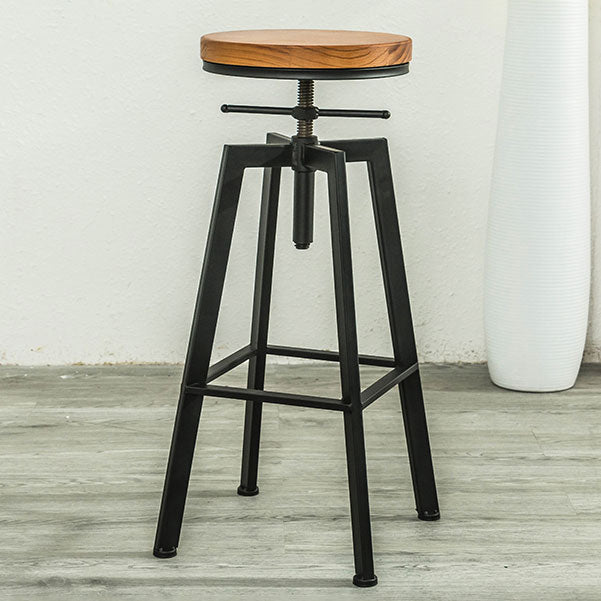 Armless Rotatable Bar Chair Modern Round Seat Bar Stool with Metal Footrest Black 1 Piece Backless Clearhalo 'Bar Furniture' 'Bar Stools' 'bar_stools' 'furn' 'furn_bar_stools' 'Furniture' 'Kitchen & Dining Furniture' 5904124