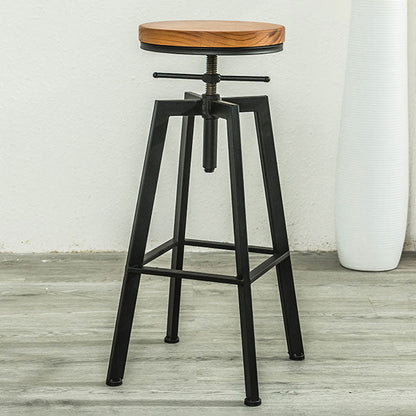 Armless Rotatable Bar Chair Modern Round Seat Bar Stool with Metal Footrest Black 1 Piece Backless Clearhalo 'Bar Furniture' 'Bar Stools' 'bar_stools' 'furn' 'furn_bar_stools' 'Furniture' 'Kitchen & Dining Furniture' 5904124