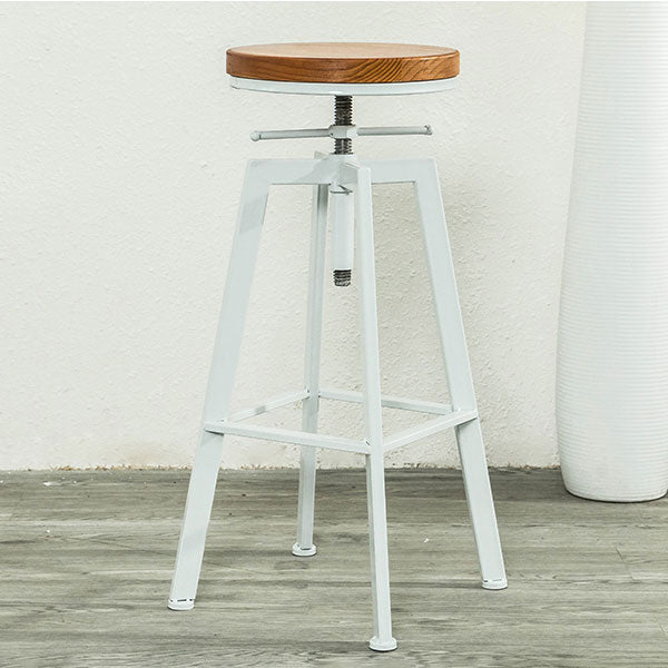 Armless Rotatable Bar Chair Modern Round Seat Bar Stool with Metal Footrest White 1 Piece Backless Clearhalo 'Bar Furniture' 'Bar Stools' 'bar_stools' 'furn' 'furn_bar_stools' 'Furniture' 'Kitchen & Dining Furniture' 5904125