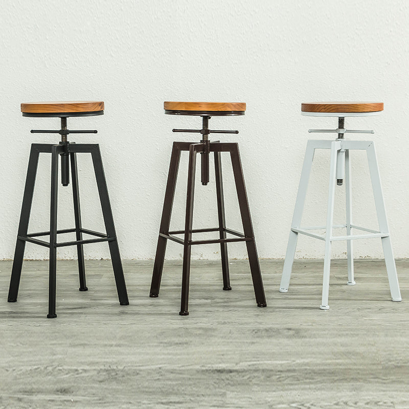 Armless Rotatable Bar Chair Modern Round Seat Bar Stool with Metal Footrest Clearhalo 'Bar Furniture' 'Bar Stools' 'bar_stools' 'furn' 'furn_bar_stools' 'Furniture' 'Kitchen & Dining Furniture' 5904126