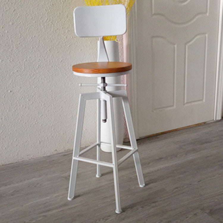 Armless Rotatable Bar Chair Modern Round Seat Bar Stool with Metal Footrest White 1 Piece Low Back Clearhalo 'Bar Furniture' 'Bar Stools' 'bar_stools' 'furn' 'furn_bar_stools' 'Furniture' 'Kitchen & Dining Furniture' 5904129