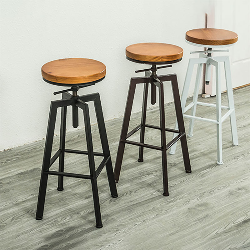Armless Rotatable Bar Chair Modern Round Seat Bar Stool with Metal Footrest Clearhalo 'Bar Furniture' 'Bar Stools' 'bar_stools' 'furn' 'furn_bar_stools' 'Furniture' 'Kitchen & Dining Furniture' 5904130