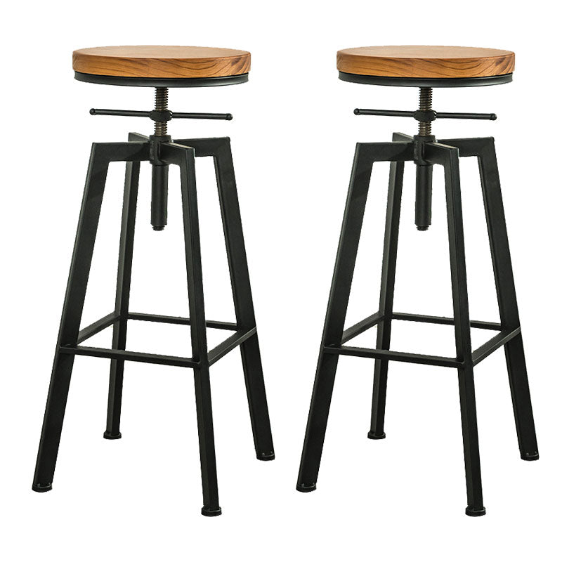 Armless Rotatable Bar Chair Modern Round Seat Bar Stool with Metal Footrest Black 2 Piece Set Backless Clearhalo 'Bar Furniture' 'Bar Stools' 'bar_stools' 'furn' 'furn_bar_stools' 'Furniture' 'Kitchen & Dining Furniture' 5904136