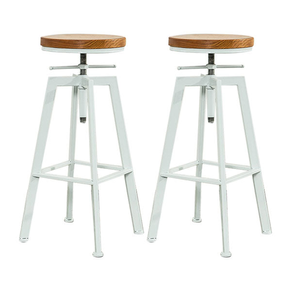 Armless Rotatable Bar Chair Modern Round Seat Bar Stool with Metal Footrest White 2 Piece Set Backless Clearhalo 'Bar Furniture' 'Bar Stools' 'bar_stools' 'furn' 'furn_bar_stools' 'Furniture' 'Kitchen & Dining Furniture' 5904137