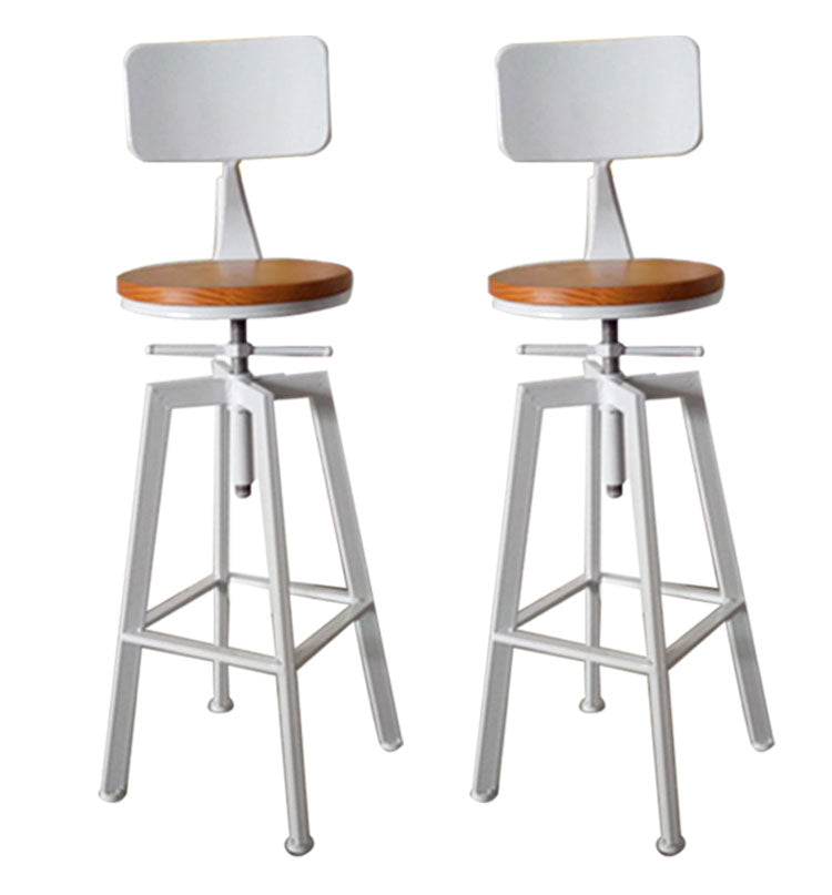 Armless Rotatable Bar Chair Modern Round Seat Bar Stool with Metal Footrest White 2 Piece Set Low Back Clearhalo 'Bar Furniture' 'Bar Stools' 'bar_stools' 'furn' 'furn_bar_stools' 'Furniture' 'Kitchen & Dining Furniture' 5904142