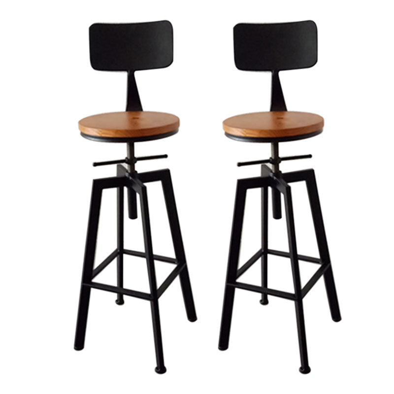 Armless Rotatable Bar Chair Modern Round Seat Bar Stool with Metal Footrest Black 2 Piece Set Low Back Clearhalo 'Bar Furniture' 'Bar Stools' 'bar_stools' 'furn' 'furn_bar_stools' 'Furniture' 'Kitchen & Dining Furniture' 5904143