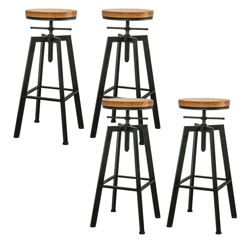 Armless Rotatable Bar Chair Modern Round Seat Bar Stool with Metal Footrest Black 4 Piece Set Backless Clearhalo 'Bar Furniture' 'Bar Stools' 'bar_stools' 'furn' 'furn_bar_stools' 'Furniture' 'Kitchen & Dining Furniture' 5904147