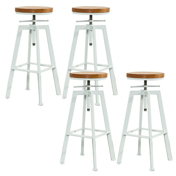 Armless Rotatable Bar Chair Modern Round Seat Bar Stool with Metal Footrest White 4 Piece Set Backless Clearhalo 'Bar Furniture' 'Bar Stools' 'bar_stools' 'furn' 'furn_bar_stools' 'Furniture' 'Kitchen & Dining Furniture' 5904148