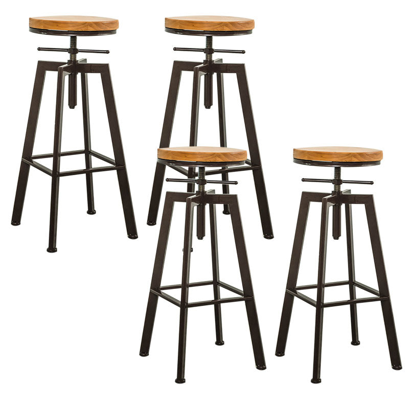 Armless Rotatable Bar Chair Modern Round Seat Bar Stool with Metal Footrest Bronze 4 Piece Set Backless Clearhalo 'Bar Furniture' 'Bar Stools' 'bar_stools' 'furn' 'furn_bar_stools' 'Furniture' 'Kitchen & Dining Furniture' 5904149