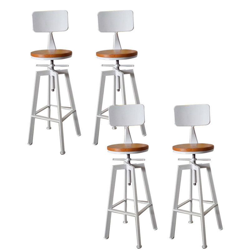 Armless Rotatable Bar Chair Modern Round Seat Bar Stool with Metal Footrest White 4 Piece Set Low Back Clearhalo 'Bar Furniture' 'Bar Stools' 'bar_stools' 'furn' 'furn_bar_stools' 'Furniture' 'Kitchen & Dining Furniture' 5904150