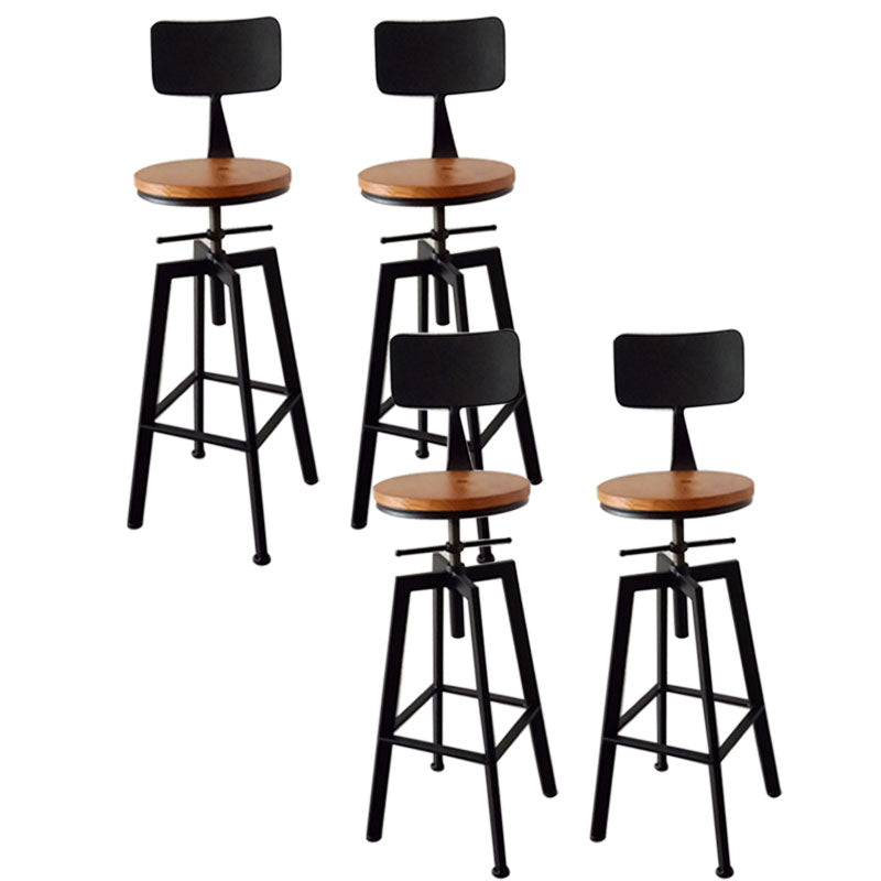 Armless Rotatable Bar Chair Modern Round Seat Bar Stool with Metal Footrest Black 4 Piece Set Low Back Clearhalo 'Bar Furniture' 'Bar Stools' 'bar_stools' 'furn' 'furn_bar_stools' 'Furniture' 'Kitchen & Dining Furniture' 5904151